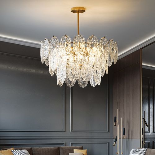 法式轻奢水晶餐厅优雅玻璃复古客厅灯大气美式灯具卧室灯网红吊灯